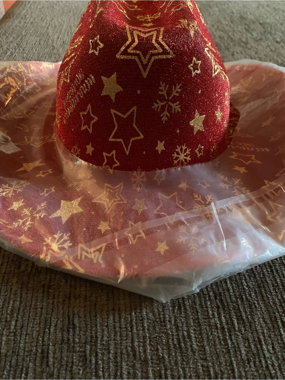 Red glitter Christmas cowboy hat